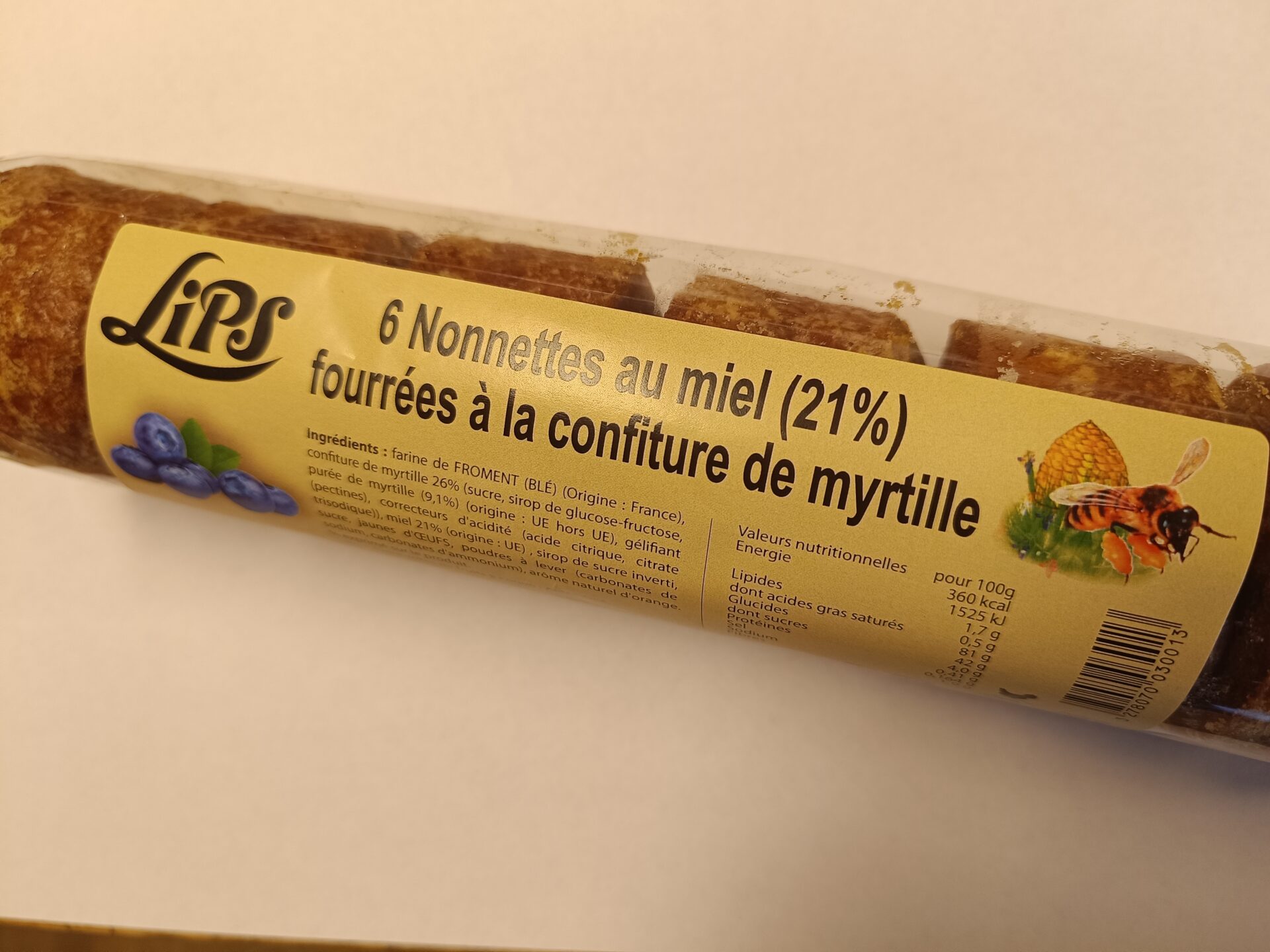 Nonnettes au miel fourrées myrtille 150g REF 612