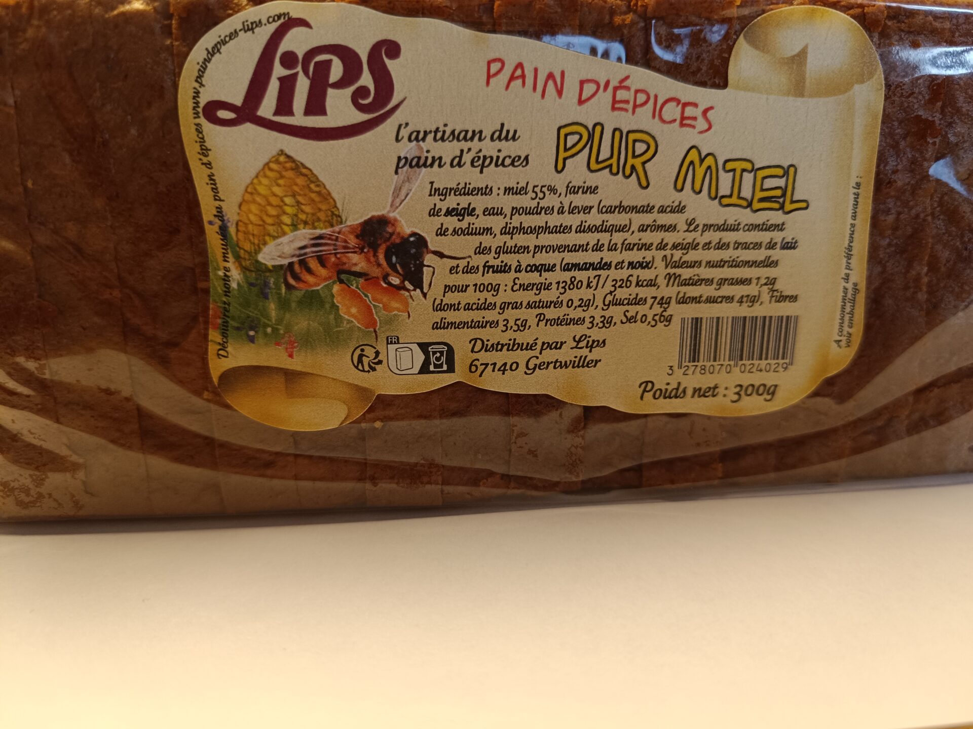 Pain d'épices "Pur Miel" tranché REF 2402